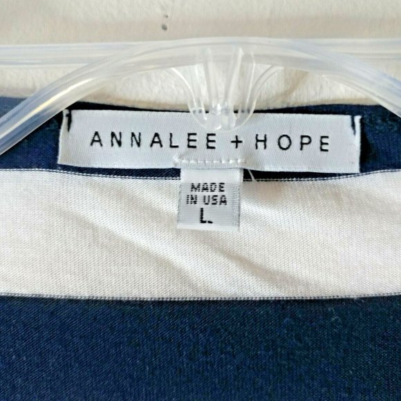 Annalee + Hope Cotton Cardigan Top NAVY Blue White Stripe Made in USA - Picture 4 of 5